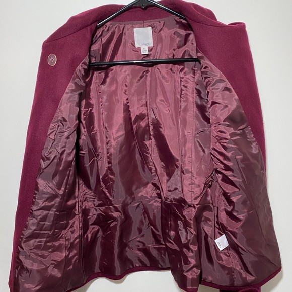 Halogen Women’s Burgundy Double Breasted Wool Blend Jacket Size M - Picture 7 of 9